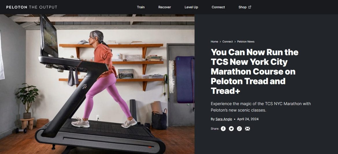 Peloton blog post about new NYC Marathon classes on the Tread/Tread+