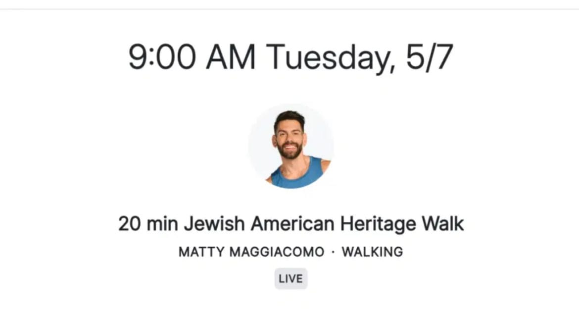 Matty Maggiacomo's Jewish American Heritage Month class on the upcoming schedule.