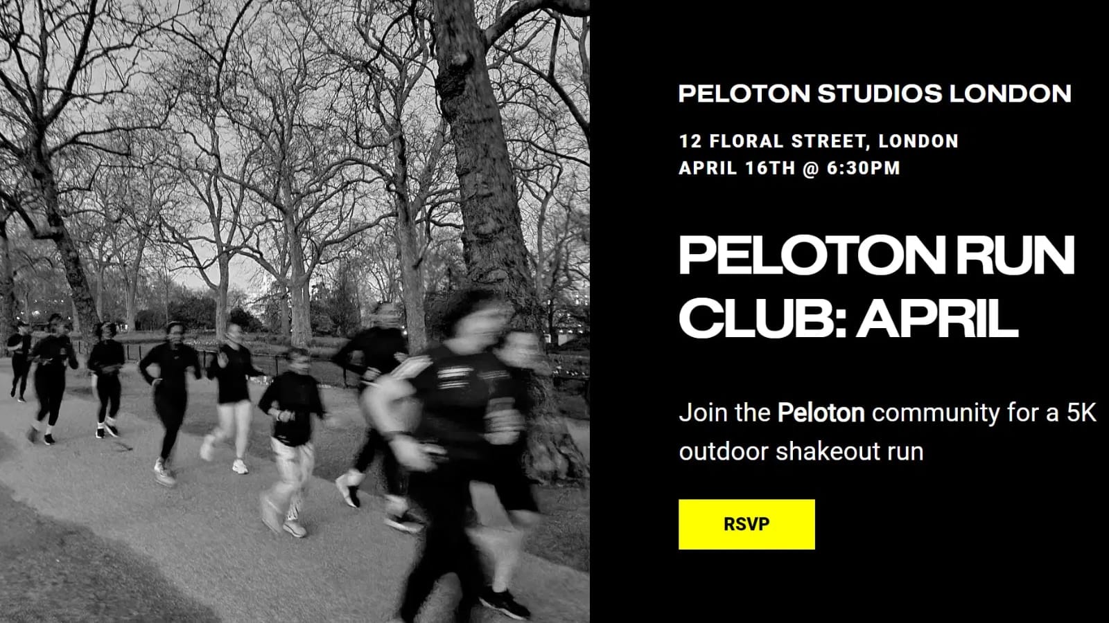 Peloton Studios London hosting 5K shakeout run in April 2024