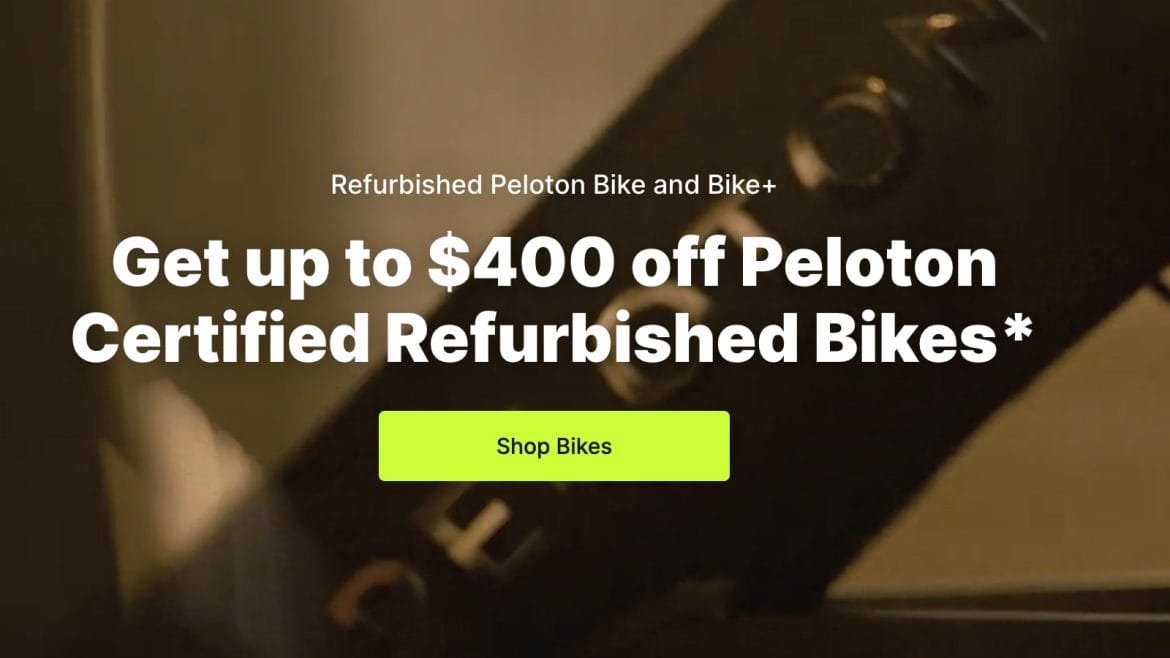  Refurbished Bike promotion displayed on Peloton homepage