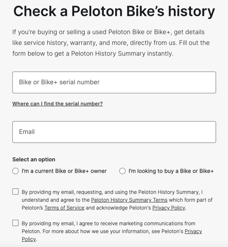 New "Peloton History Summary" Tool that Provides Information About Used
