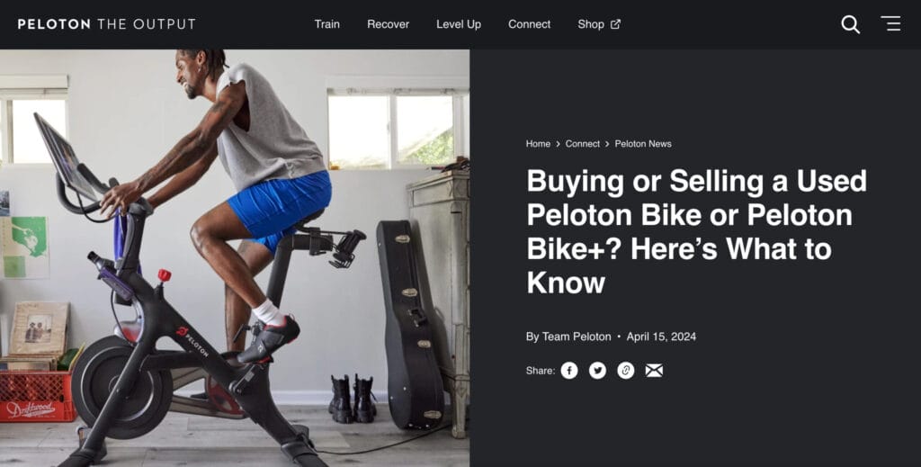 Peloton Blog post about selling and buying a used Bike/Bike+