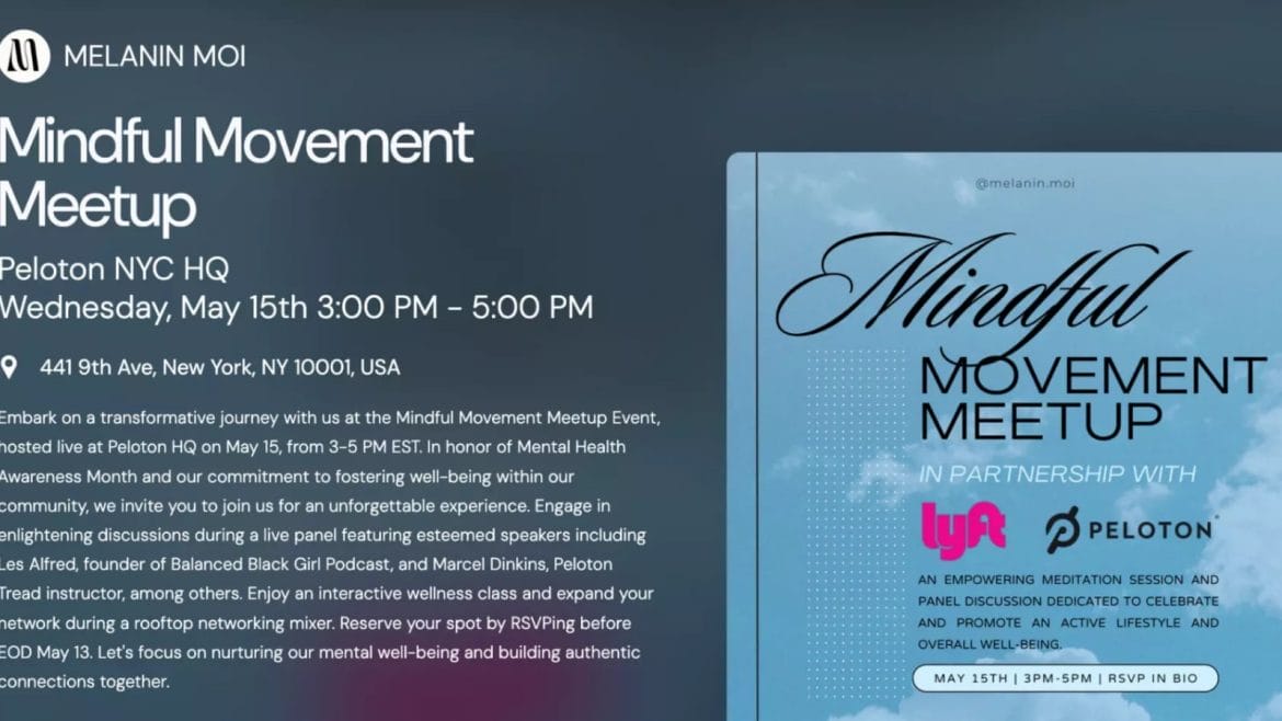  Mindful Movement Meetup event website.