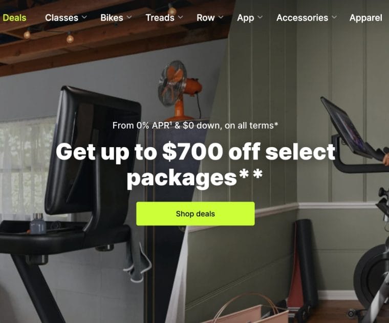 Peloton is currently offering discounts on packages and financing