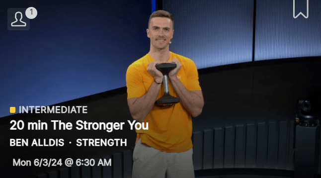 Ben Alldis's latest Stronger You strength and cardio class from June 3, 2024.
