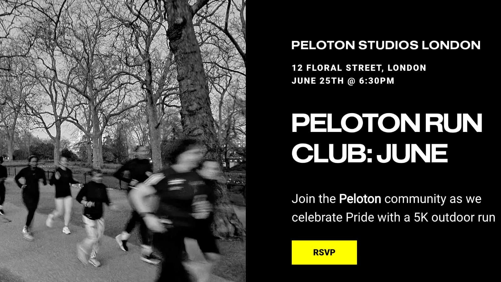 Peloton will host the Outdoor 5K Pride Run (Peloton Run Club) in London on June 25, 2024