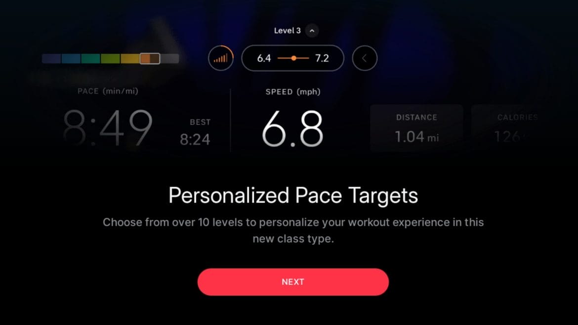 New Pace Target features on Peloton Tread.