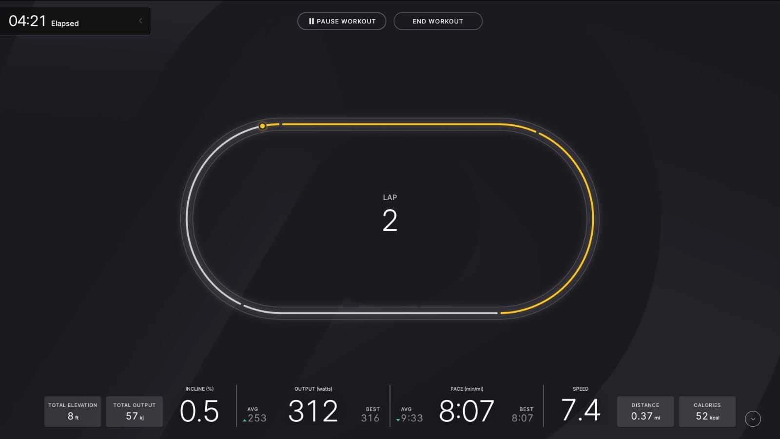 New Feature on Peloton Tread Virtual 400m Track Display for Just Walk Just Run Peloton Buddy