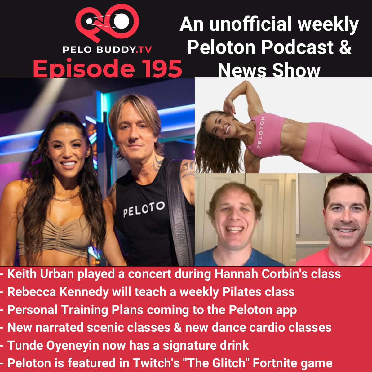 Pelo Buddy TV Episode 195 Keith Urban Concert at Peloton Personal Training Plan on App Rebecca Kennedy teaching Pilates again more Peloton news in this week s Peloton Podcast Peloton Buddy