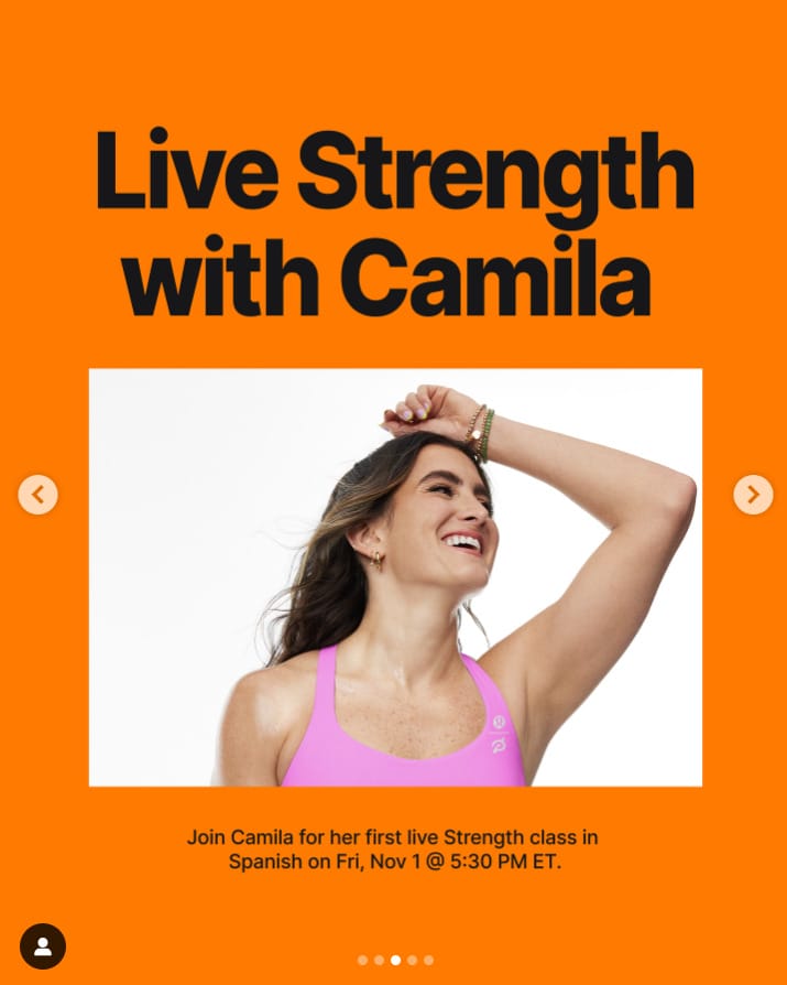 Camila will teach first live Strength class this week. Image credit Peloton Studios.