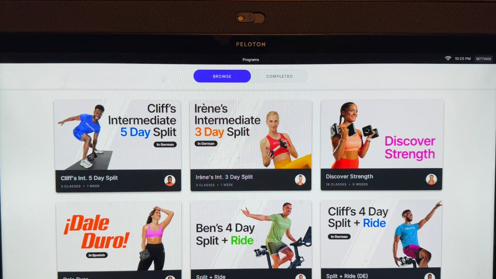 A new version of the Peloton Bike+ screen with a Peloton Guide camera ...