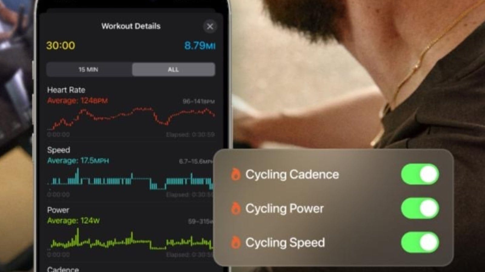 Peloton app notification about new Apple Health metrics.