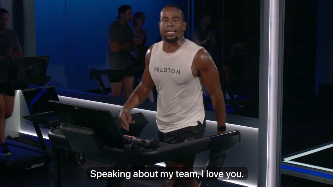 Alex Toussaint responding to Jennifer Jacobs & Ladder in a recent Peloton class.
